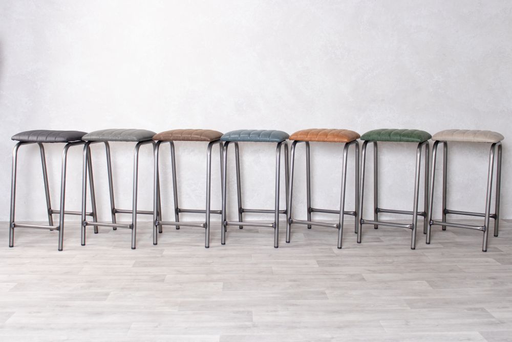 Richmond Faux Leather Bar Stools with Gunmetal Frame